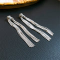 Zircon Letter Long Light Luxury High-grade Fashion Simple Earrings - 42# Silver-Silver Pin Knot Tassel Stud Earrings MegaBDM