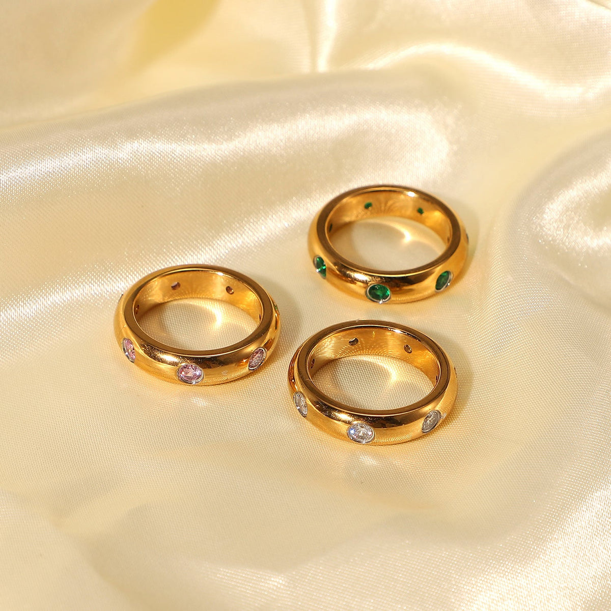 Gold Stainless Steel Vintage Zircon Index Finger Ring - White Stone Gold / No. 6 MegaBDM