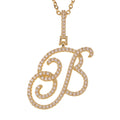 Women's & Men's Micro Inlaid Zircon Grass English Letter Pendants - B (Including Chain) Gold MegaBDM