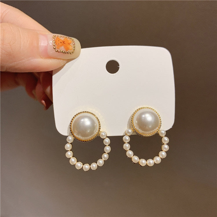 Women's Sier Pin Korean Style High Sense Special Earrings - 68# Retro Circular Section MegaBDM