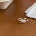 Love Heart-shaped Niche Personality High-grade Hollow Index Finger Temperament Wild Ring - Lace Love Heart-Shaped Ring MegaBDM