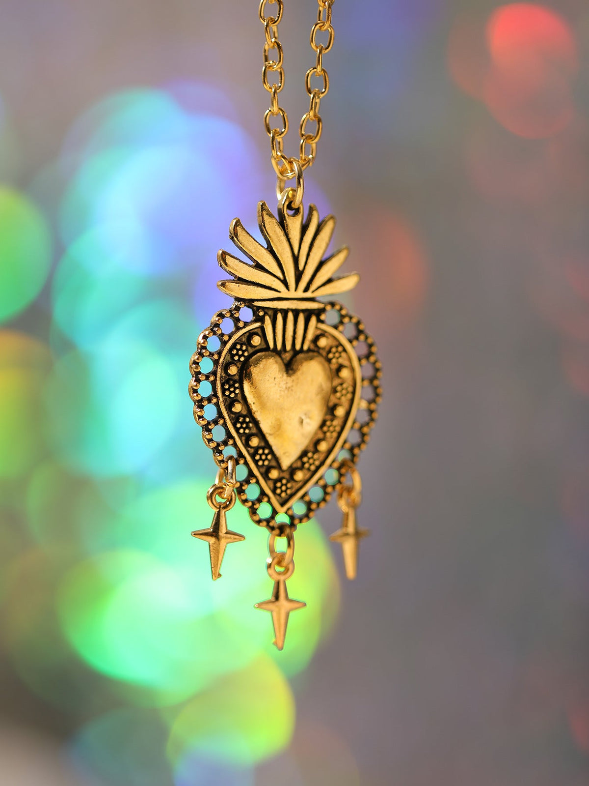 Dark Gothic Fashion Sacred Heart Star Rings - AQ-4294 MegaBDM