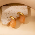 Korean Simple Fresh Minority Color Water Drop Resin Titanium Stud Earrings - Orange Stud Earrings MegaBDM