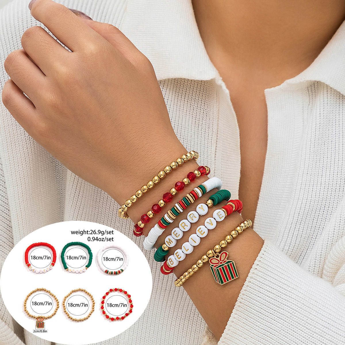 Women's Holiday Gift Santa Claus Suits Snowman Bracelet - Box Set Bracelet MegaBDM