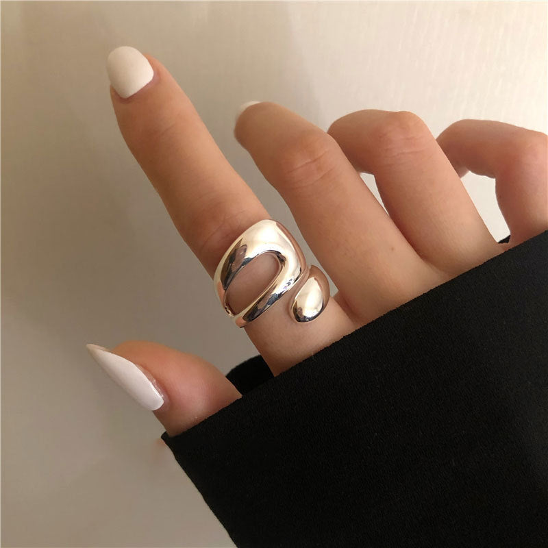 Exaggerated Geometry Female Sier Personalized Hip Rings - JZ8923 / Adjustable Opening MegaBDM