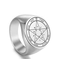 Steel Solomon Seal Jupiter Mars Mercury Moon Ring - 30 / No. 9 MegaBDM