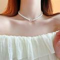Women's Bow Tie Pearl Elegant High-grade Clavicle Chain Necklaces - 62# Necklace-White (Real Gold Plating) MegaBDM