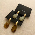 Women's Vintage Acrylic Water Drop Design Fashion Sier Stud Earrings MegaBDM