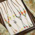Colorful Beaded Ceramic Butterfly Braided Rope Chinese Ethnic Retro Light Necklaces MegaBDM