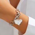 Simple Punk Metal Cross Female Button Chain Necklaces - 02 Heart Bracelet White K MegaBDM