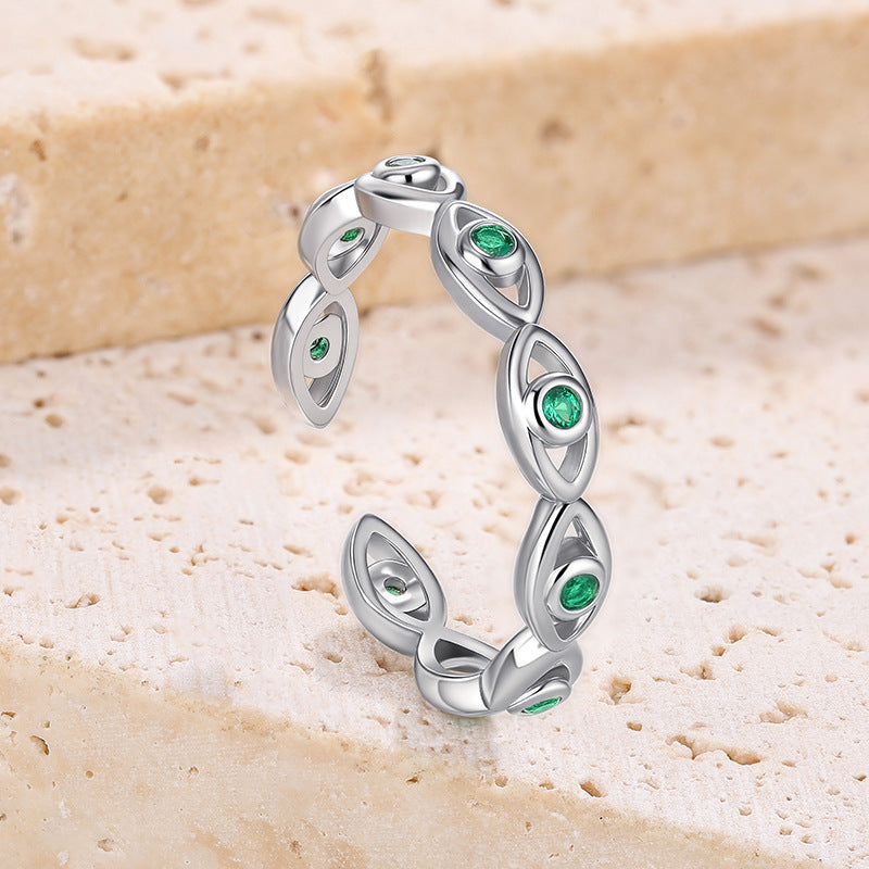 Fashion Personality Devil's Eye Blue Eyes Open Rings - Lvzuan White Gold Color One / Adjustable Opening MegaBDM