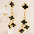 Women's Luxury Four-leaf Clover Alloy Flower Fashion Bracelet - Black MegaBDM
