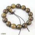 Women's & Men's Sandalwood Submerged Old Materials Beads Chinese Bracelet - [Auspicious Style] 15MM 15 Pieces MegaBDM