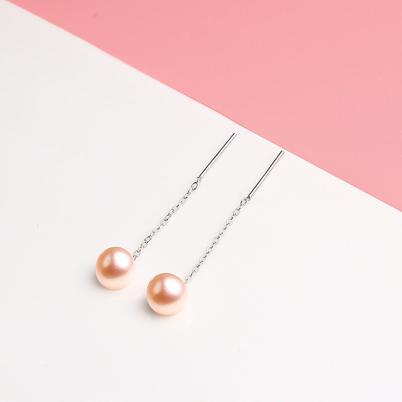 Natural Freshwater Pearl Simple Fashion Compact Ear Line - Natural Pearl Ear String 6-6.5M Pink / 925 Silver MegaBDM