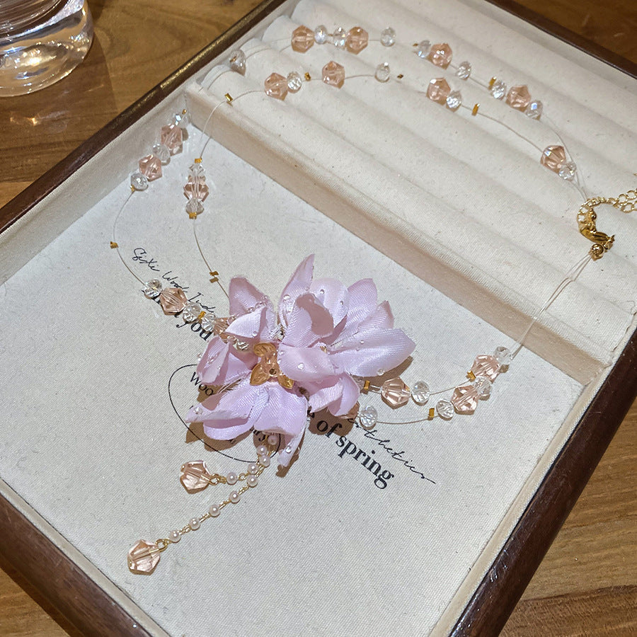Romantic Purple Flower Pearl Long Twin Necklace - 20# Necklace-Golden-Pink-Purple MegaBDM
