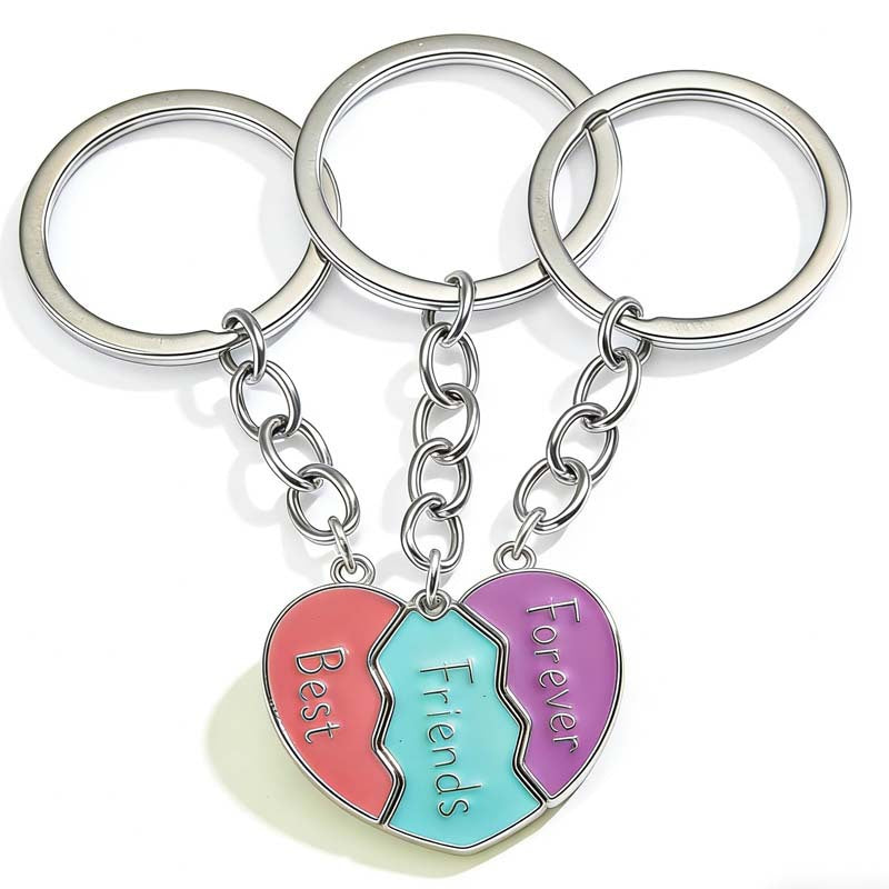Love Magnetic Good Friend Heart-shaped Three-piece Necklace - 3-Piece Magnetic Heart Keychain (White K) MegaBDM