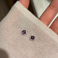 Women's Sterling Sier Needle Purple Cube Sugar High-grade Stud Earrings MegaBDM
