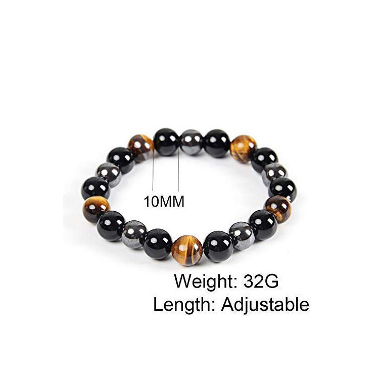 Men's Handmade Single Circle Haematite Tiger Eye Bracelet - 10mm Bracelet MegaBDM