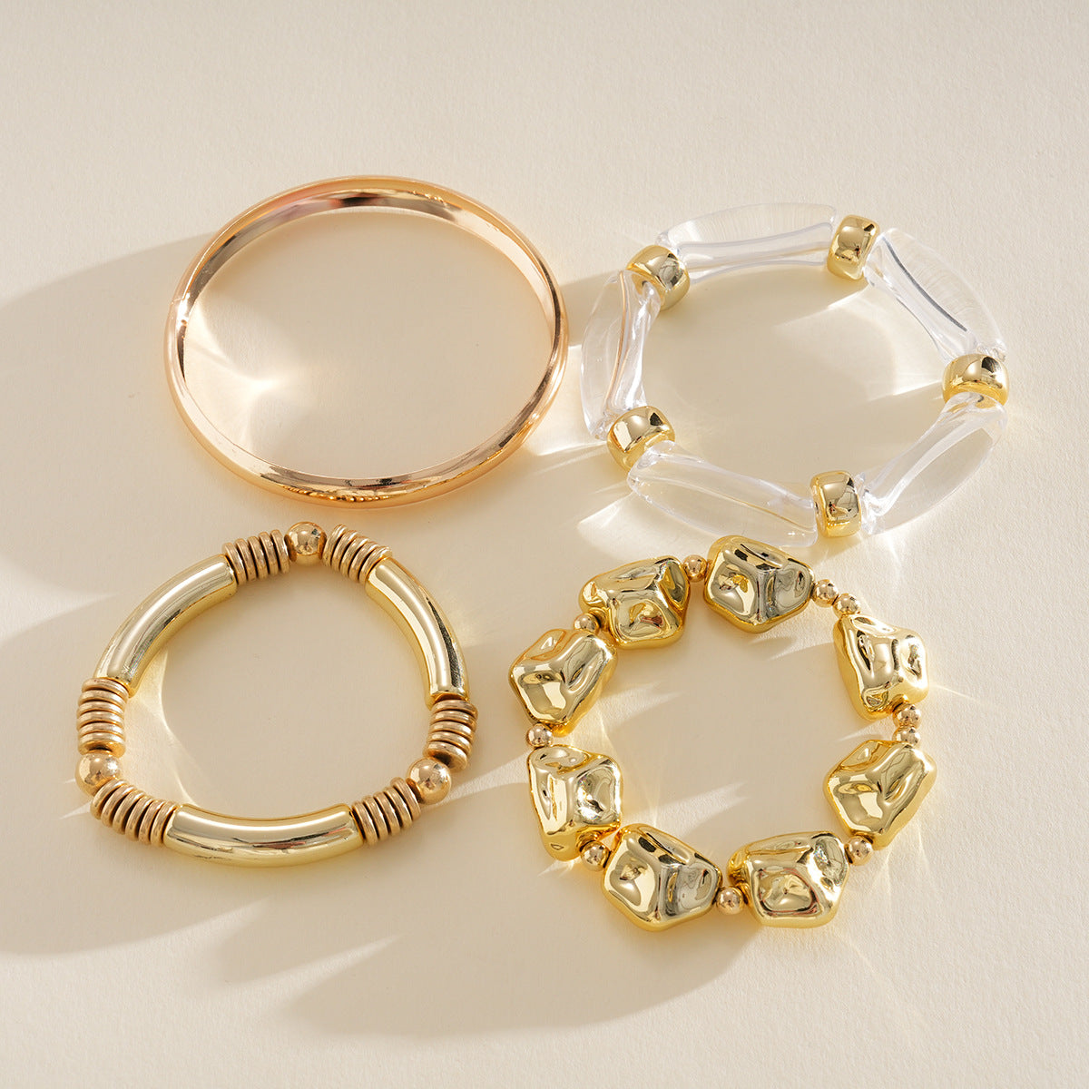 Acrylic Beaded Pearl Vintage Ethnic Style Affordable Bracelets - 5# Bracelet-Gold (Four-Piece Set) MegaBDM