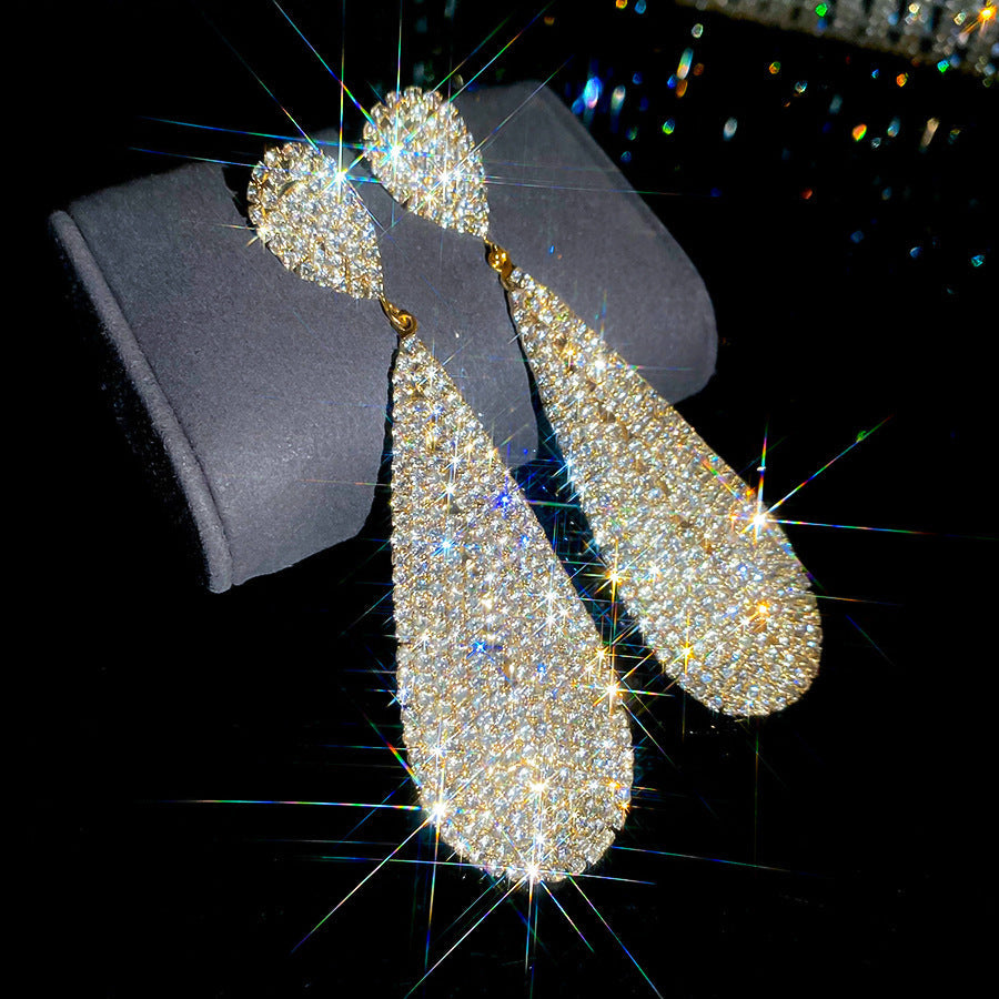 Women's Sier Diamond Tassel Light Luxury High-grade Simple Rings - 78# Silver Needle-Gold MegaBDM