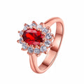 Gemstone Zircon Creative Personality Inlaid Emerald Ring - Red Diamond Ring [Rose Gold]] / US Size 5 MegaBDM