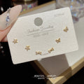 One Card Three Pairs Of Ear Sterling Sier Needle Rings - K241 Real Gold Plating MegaBDM