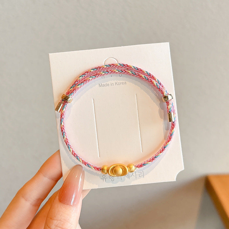 Small Gift Tassel Adjustable Red Rope Dragon Boat Festival Bracelet - 35# Pink Rope Ingot MegaBDM