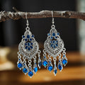 Drill Ethnic Craft Colorful Dripping Oil Handmade Vintage Earrings - DC1757-6 Sapphire Blue MegaBDM
