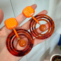 Tigereye Series Female Exquisite Vintage Special Interest Earrings - 2603071 Orange Coffee Color More than round Ring Earrings MegaBDM