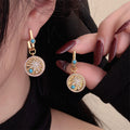 Style Micro Inlaid Turquoise Light Luxury Ancient Temperament Ear Clip Earrings MegaBDM