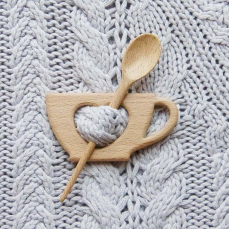 Wooden Brooch Winter Scarf Pin Animal Brooches - Coffee Cup MegaBDM