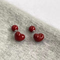 Double-sided Love Design High-grade Dopamine Female Affordable Luxury Stud Earrings - 2060 Red Pearl Heart MegaBDM