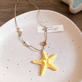 Women's Seaside Wear Accessory Island Vacation Style Sweater Necklaces - Yellow Starfish Necklace MegaBDM
