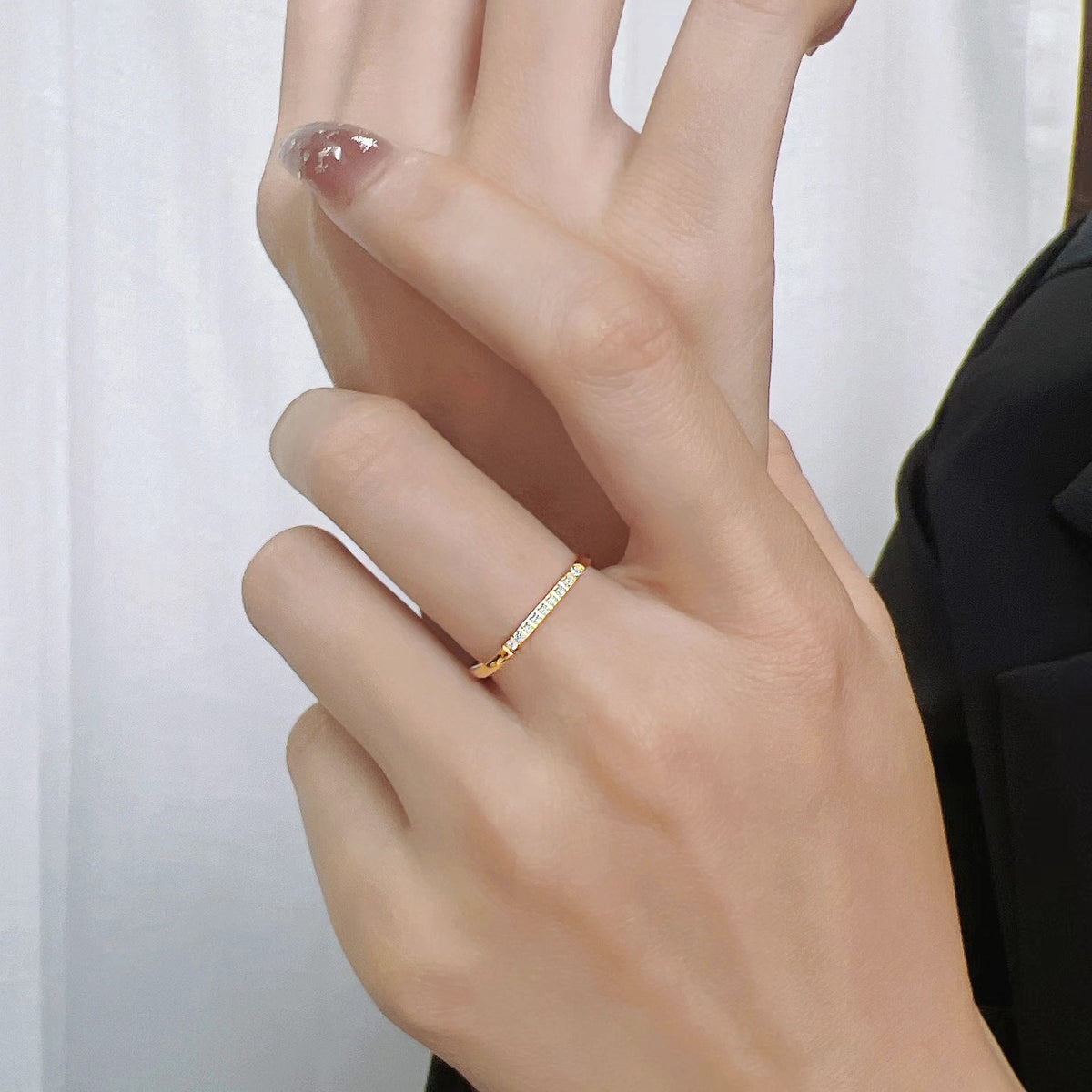 Women's Small Square Full Diamond Female High-grade Sense Does Not Rings - 1.5mm Diamond Square Ring-Gold / No. 9 MegaBDM