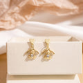 Diamond Butterfly Flower Pearl Graceful Fashionable Long Earrings - E2822-3/White MegaBDM