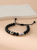 Women's & Men's Black Frosted Football Letters Adjustable For Bracelet - Football Black Frosted 26 Letter Bracelet M One Piece MegaBDM