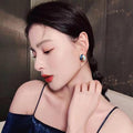 Women's Sier Needle Drop Oil Geometric Design Retro Fashion Artistic Earrings MegaBDM