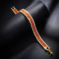 Women's Luxury Roman Crystal Gold Simple Full Diamond Bracelets - Golden Orange Diamond MegaBDM