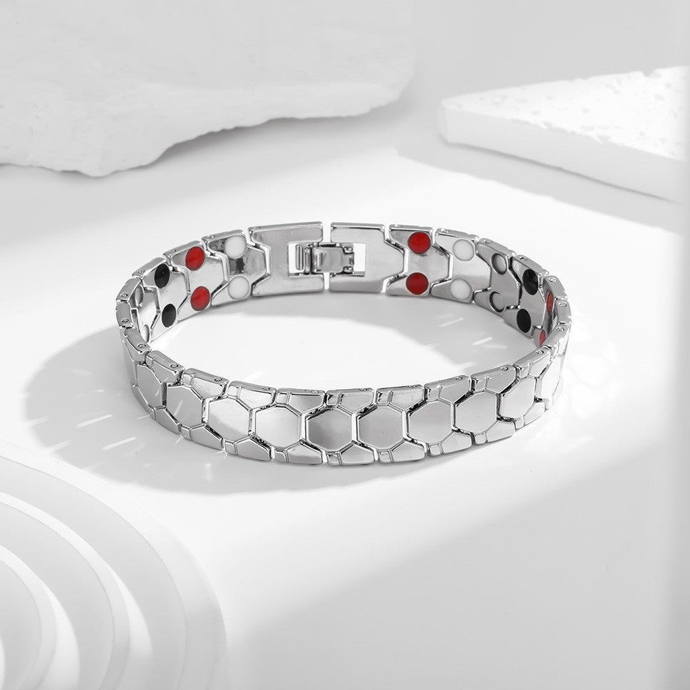 Men's Detachable Magnet Module Couple Magnetic Brace Bracelets - Six-Side Silver MegaBDM