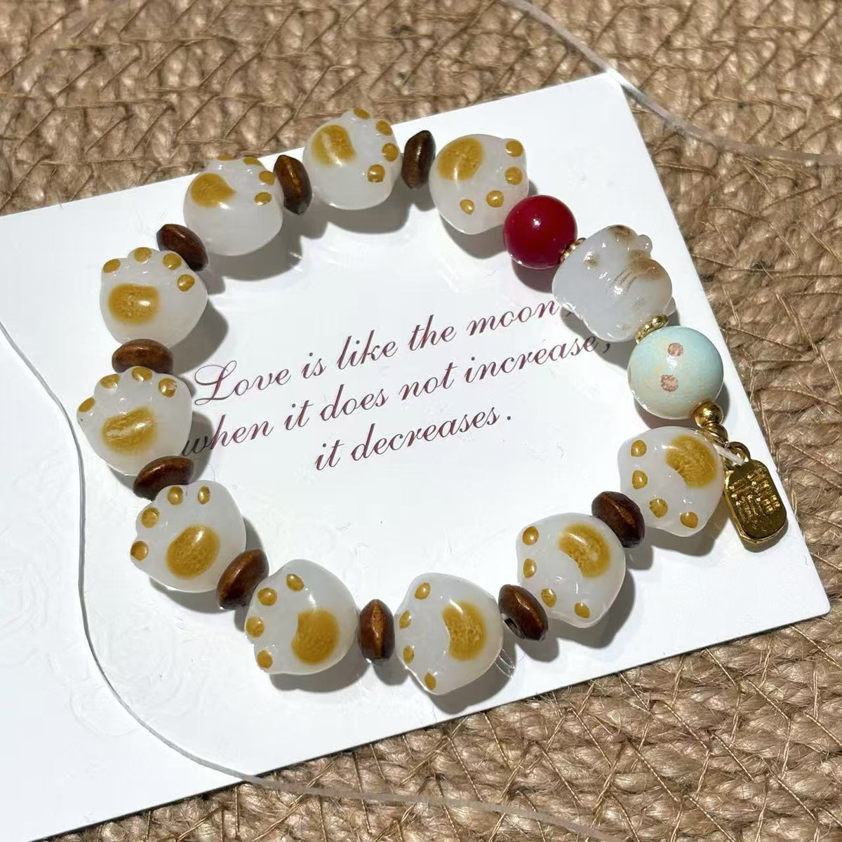 Pink Beaded Sweet Temperament White Bow Bracelets - Bracelet-Cat's Paw Lucky Cat Bracelet MegaBDM
