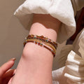 Women's High-grade Pearl Chinese Ancient Style Obsidian Beaded Bracelet - S819 Brown MegaBDM