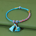 Festival Colorful Rope Ethnic Style Hand-woven Adult Small Sachet Carrying Bracelet - Twist Knot Zongzi Tassel [Blue] MegaBDM