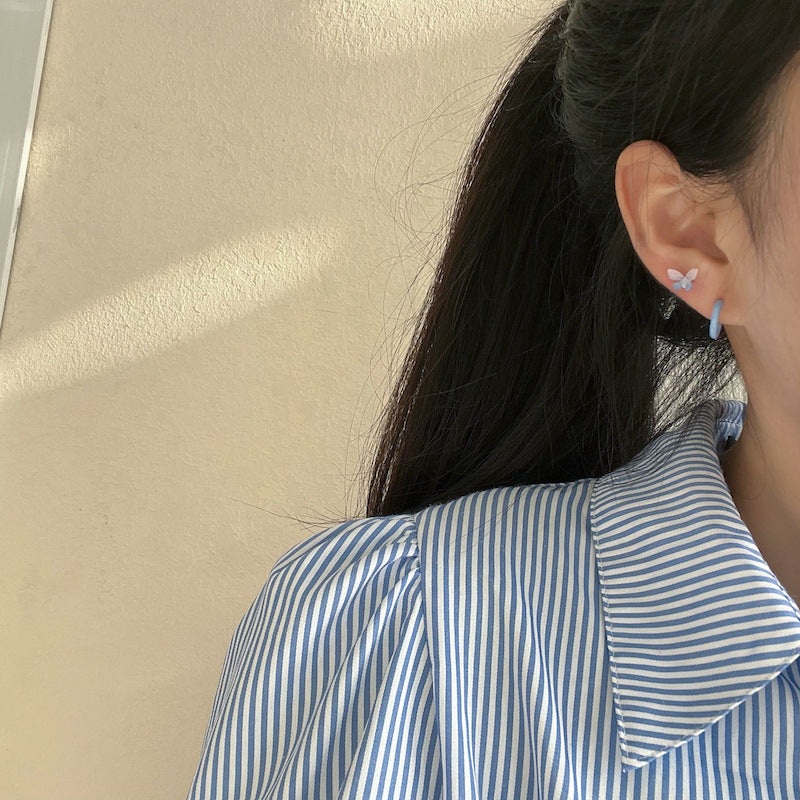 Women's Style Summer Butterfly Colorful Type Ear Stud Earrings MegaBDM
