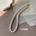 Women's Pearl Vintage Magnetic Buckle Beaded Clavicle Necklaces - X1399 Gold 12mm MegaBDM
