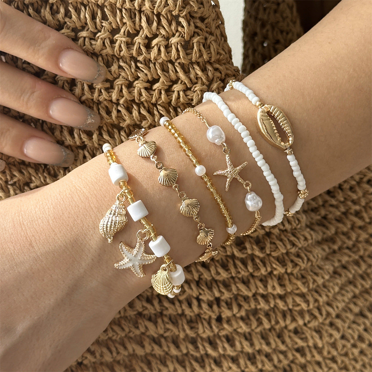 Holiday Female Summer Beach Dopamine Starfish Bracelet - Starfish Conch Beads Bracelet #0166 MegaBDM