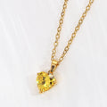Women's Loving Heart Zircon Simple Heart-shaped Stainless Steel Clavicle Necklaces - [November] Golden Zirconium / Steel [Necklace 45 5]]