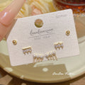 Women's Needle One Card Three Pairs Earings Small Delicate Summer High-grade Stud Earrings - K362 Gold Plating MegaBDM