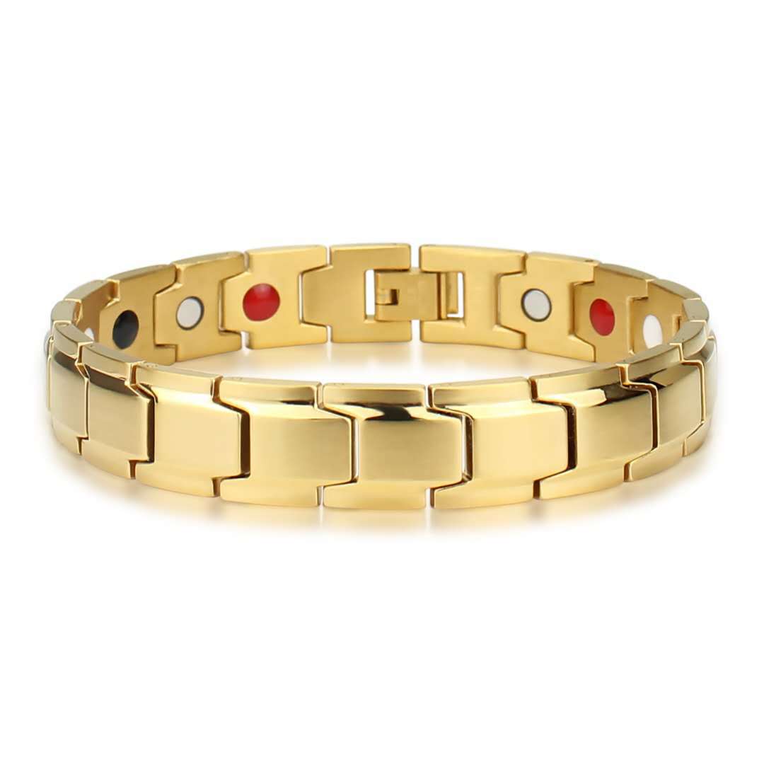 Men's Detachable Magnet Module Couple Magnetic Brace Bracelets - Golden Regular MegaBDM