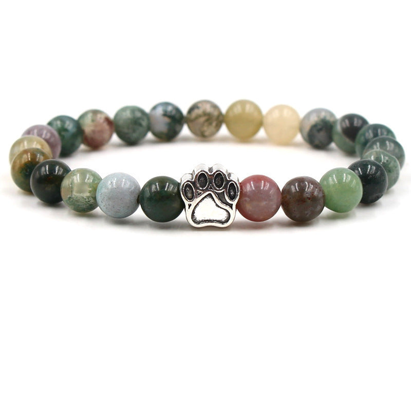Holiday Gift Beaded Adjustable Foot Volcanic Rock Obsidian Turquoise Dog's Bracelets - Indian Agate Dog's Paw Bracelet MegaBDM