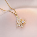 Female Minority Fashion Design Rotating Bauhinia Zircon Flower Necklace - X1451 MegaBDM